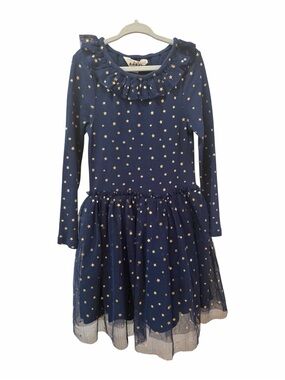 Mini Boden Navy and Gold Star Tulle Skirt Dress